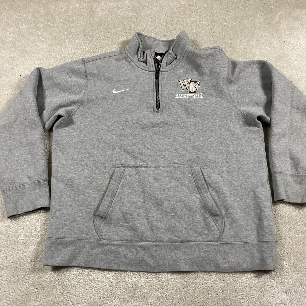 Nike Wake Forest Sweatshirt Mens L Gray Basketball Nike 1/4 Zip Demon Deacons
